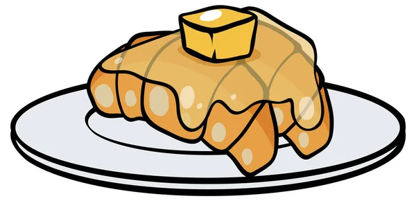 Croissant Máslem Medovou Ilustrací — Stockový vektor