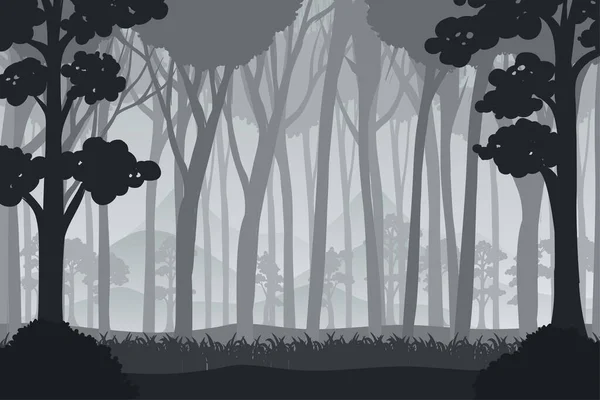Silhouette Schatten Des Waldes Szene Illustration — Stockvektor