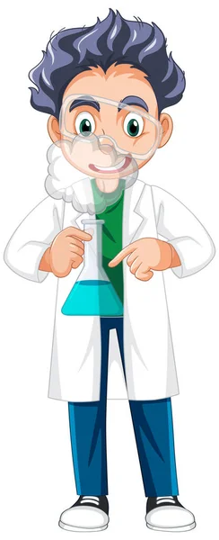 Chemist Holding Beaker White Background Illustration — Stock Vector