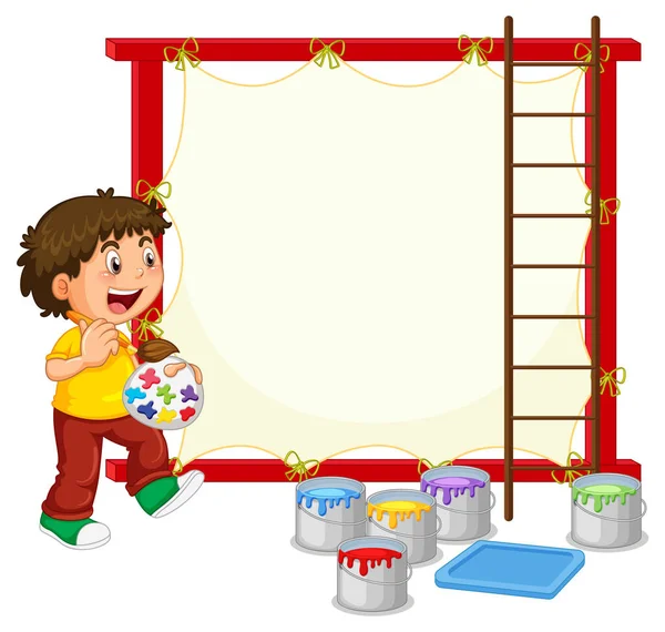 Board Template Boy Paints Illustration — Stock Vector