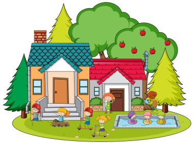 Evde oynayan çok çocuk var.