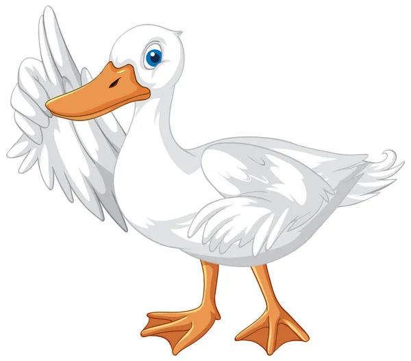 White Duck Cartoon Character White Background Illustration — Stock Vector