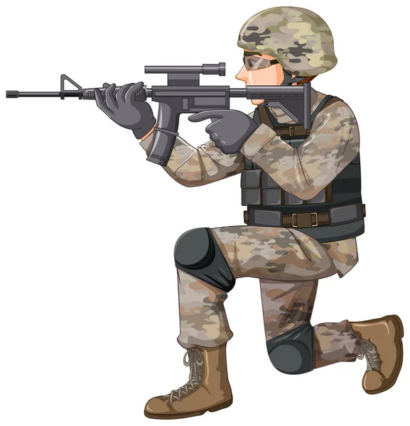 Soldier Uniform Cartoon Character Illustration — стоковый вектор