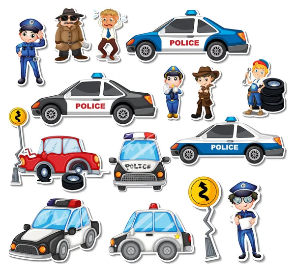 Sticker Set Professions Characters Object — 스톡 벡터