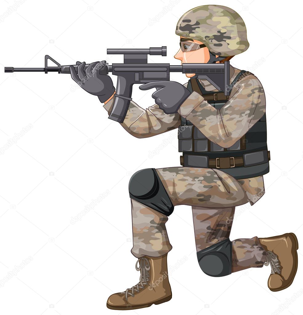 Soldier in uniform cartoon character illustration
