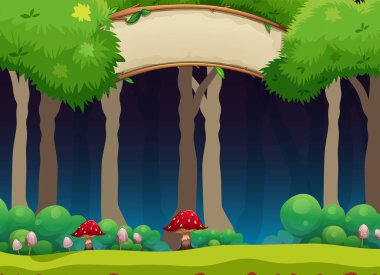 Karanlık resimde ağaçların olduğu orman sahnesi