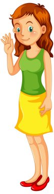 Teenager girl in green shirt illustration