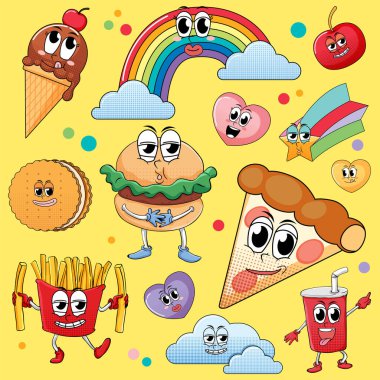 Yemek teması illüstrasyonlu kusursuz arkaplan