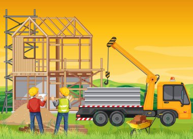 İnşaat alanı arkaplan illüstrasyonu