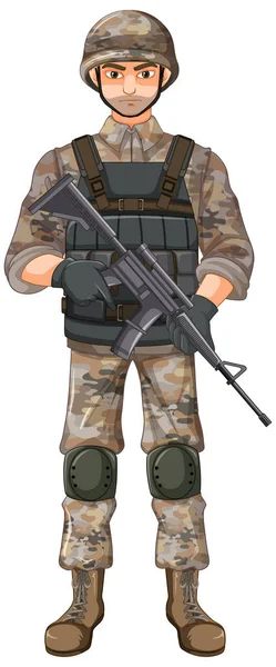 Soldier Uniform Cartoon Character Illustration — Stock Vector