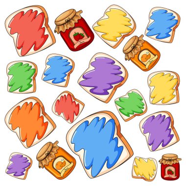 Reçel resimli kızarmış ekmek.