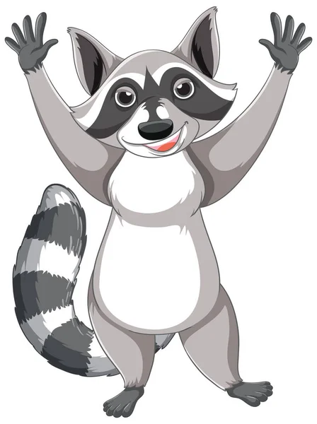 Cute Cartoon Raccoon Standing White Background Illustration — Stock Vector