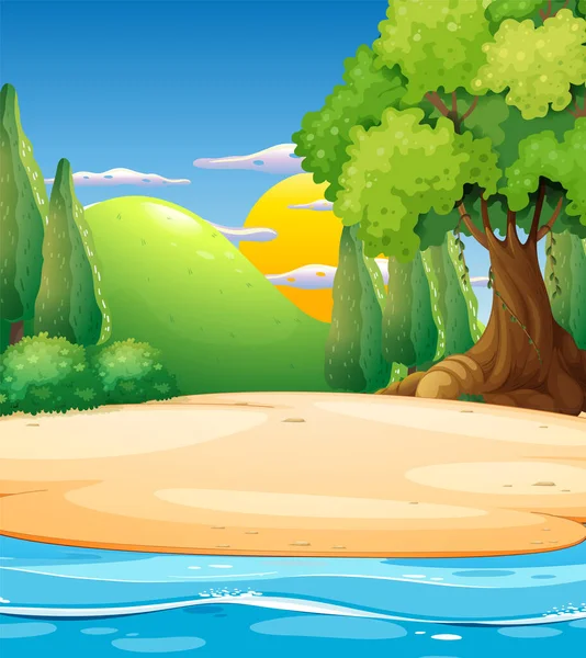 Empty Outdoor Summer Beach Background Illustration — Stock Vector