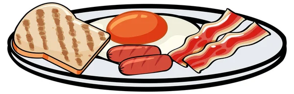 Egg Toast Plate Illustration — Vetor de Stock