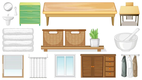 Furniture Household Appliances White Background Illustration — ストックベクタ