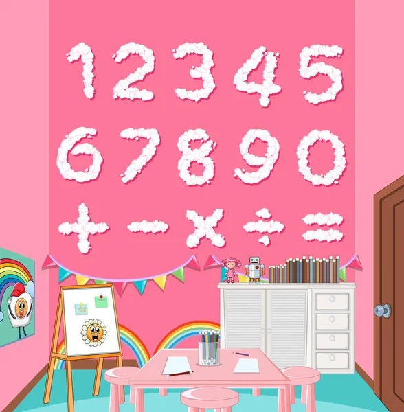 Numéro Avec Illustration Symboles Mathématiques — Image vectorielle