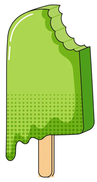 Green Popsicle Bite Mark Illustration — Stock Vector