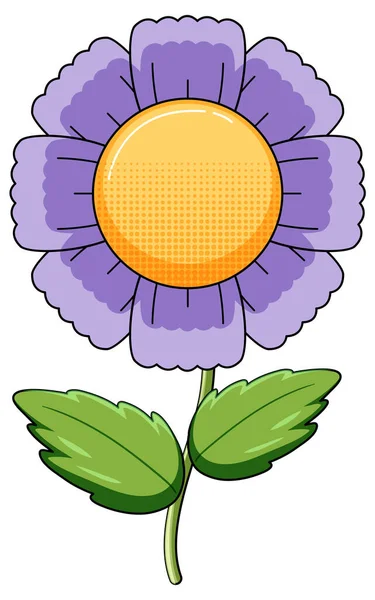 Flor Púrpura Con Ilustración Hojas Verdes — Vector de stock