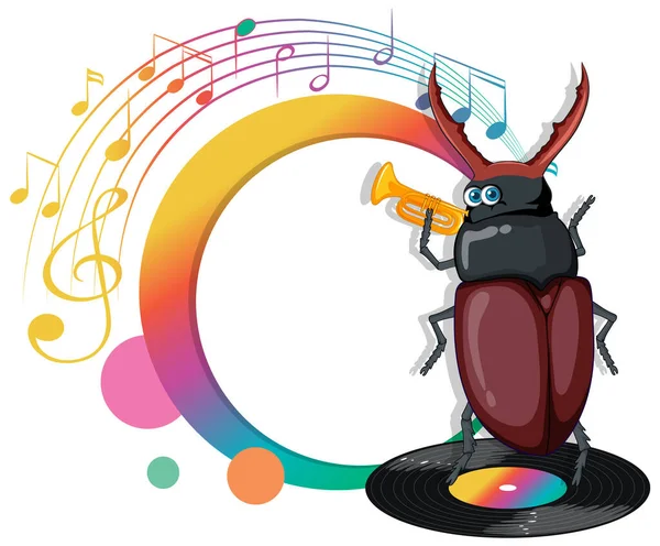 Beetle Playing Trumpet Cartoon Character Illustration — Stock Vector