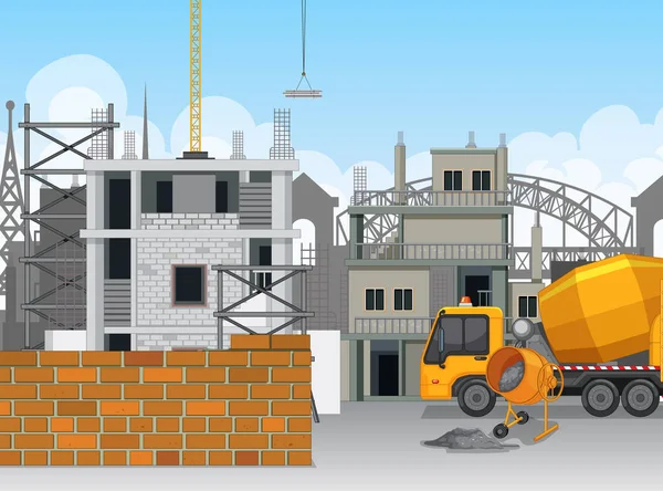 İnşaat alanı olay yeri illüstrasyonu