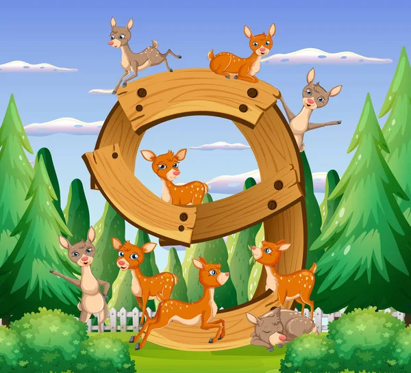 第九図に添付された九人の鹿 — ストックベクタ