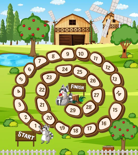 Farm Boardgame Template Illustration — Stock Vector