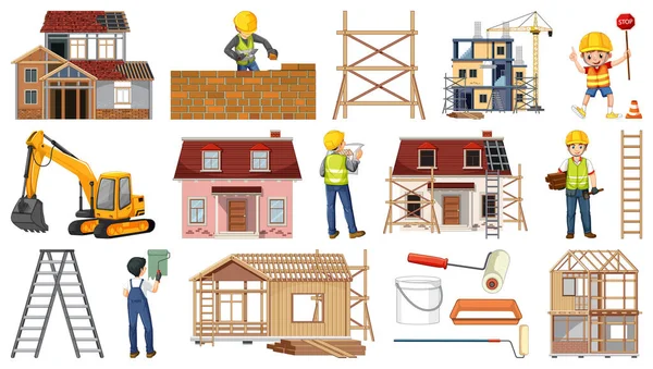 Set Construction Site Objects Illustration — Stock Vector