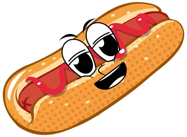 Hotdog Avec Illustration Visage Heureux — Image vectorielle