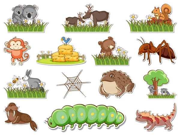 Vahşi hayvanların karikatür çizimleri.