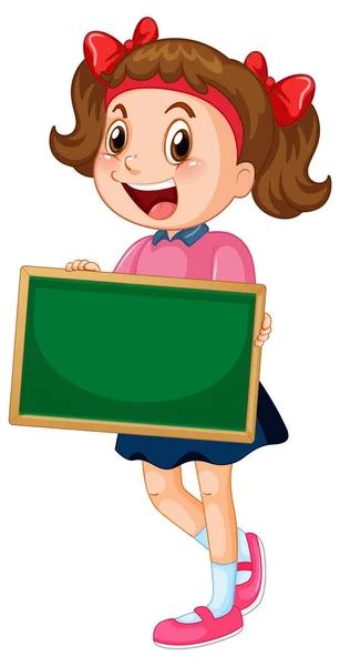 Little Girl Holding Blank Board Illustration — Archivo Imágenes Vectoriales