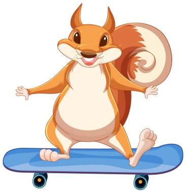 Squirrel standing on skateboard illustration