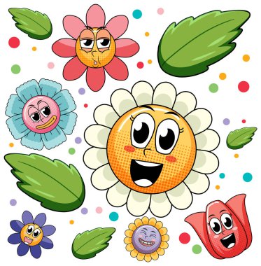 Renkli çiçek resimleriyle kusursuz bir arkaplan