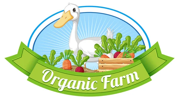 Design Logotipo Com Palavras Ilustração Fazenda Orgânica — Vetor de Stock