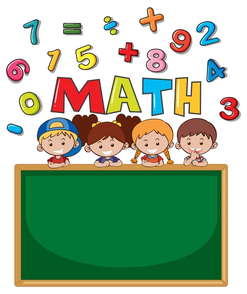 Quadro Negro Vazio Com Números Matemáticos Ilustração Para Crianças —  Vetores de Stock