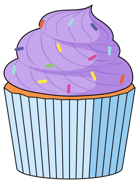 Cupcake Avec Illustration Crème Violette — Image vectorielle