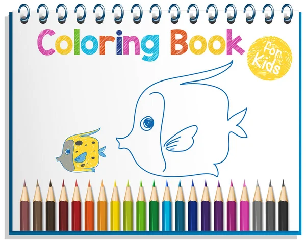 Libro Colorare Foglio Lavoro Bambini Illustrazione — Vettoriale Stock