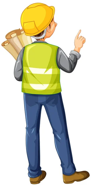 Back Side Engineer Worker Illustration — Stock Vector