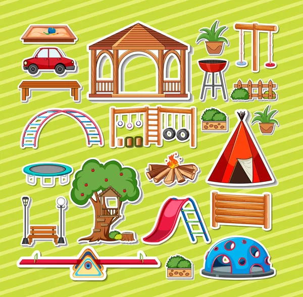 Sticker Pack Playground Objects Illustration — Vettoriale Stock