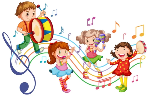 Children Playing Different Instrument Band Illustration — Stock Vector