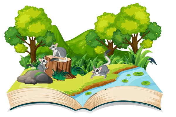 Nature Scene Sugar Gliders Trees Illustration Vetores De Bancos De Imagens