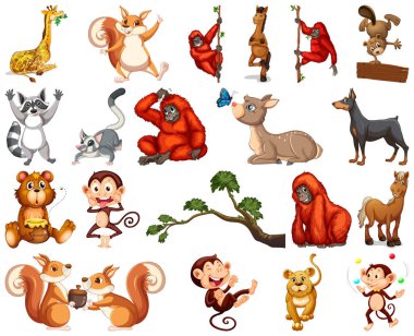 Hayvan karikatür karakter resimde kümesi