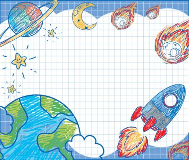 El çizimi renkli pastel boya arka plan şablonu çizimi