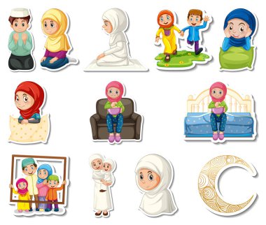 İslami semboller ve çizgi film karakterlerinin çizimleri.