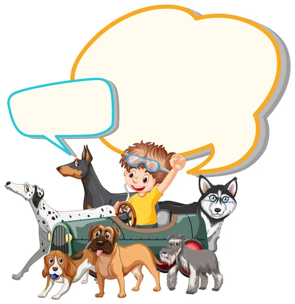 Дизайн Бульбашки Мовлення Ілюстрацією Хлопчика Собак — стоковий вектор