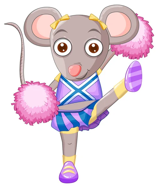 Little Mouse Wearing Cheerleader Costume Illustration — Stockový vektor