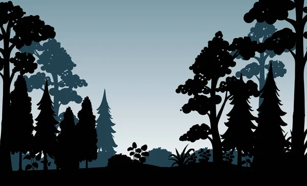 Тень Силуэта Иллюстрации Лесных Сцен — стоковый вектор