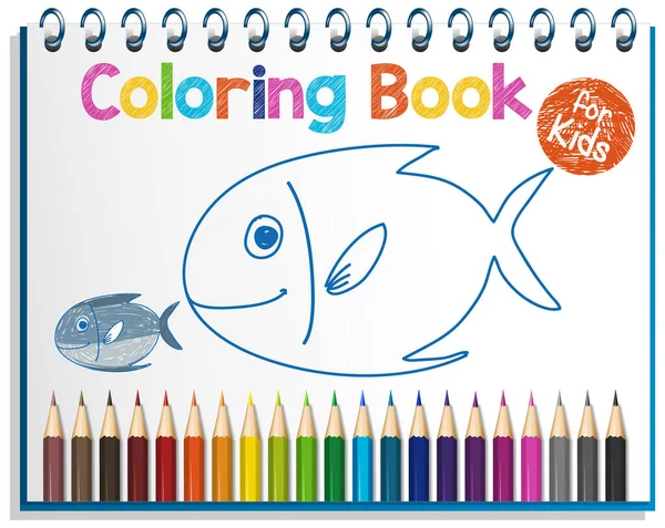 Libro Colorare Foglio Lavoro Bambini Illustrazione — Vettoriale Stock