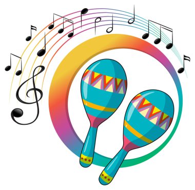 Beyaz arkaplan illüstrasyonunda marakas aracı