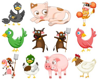 Sevimli hayvanlar mutlu gülümseme çizim ile