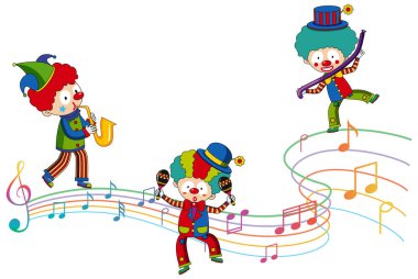 Müzik notası resimli palyaço cartton karakteri